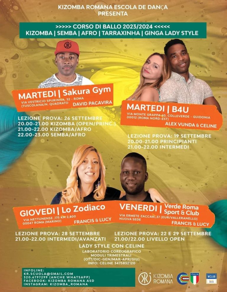 Corso di Ballo Kizomba, Semba, Afrobet su Roma 2023-2024